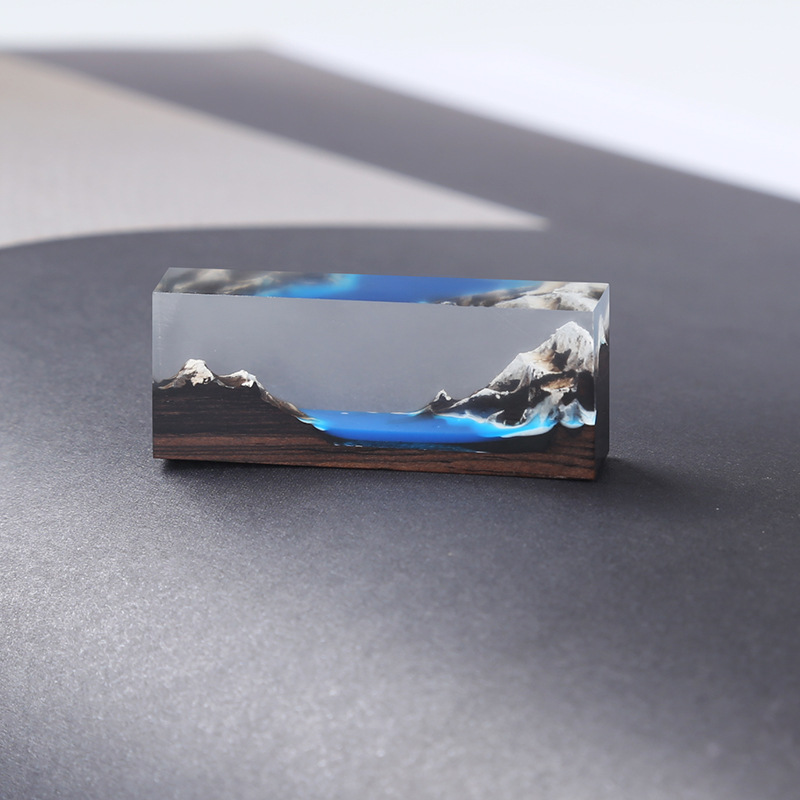 DIY Hand Made DIY Crystal Drop Glue Lovers Gift Haivow Mountain Peak Landscape Solid Wood Bracelet Pendant