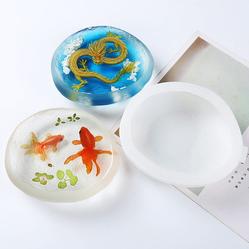 3D Solid Resin Goldfish Painting Container Hand DIY Crystal Drop Glue Simulation Stone Silicone Mold ST003