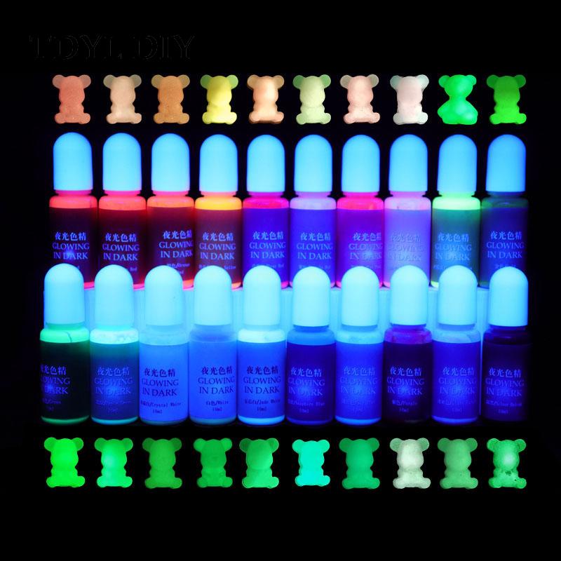 Glowing in Dark High Concentration Epoxy UV Resin Luminous Liquid Pigment 20 Colors for DIY Handmade and Crafts Jewelry