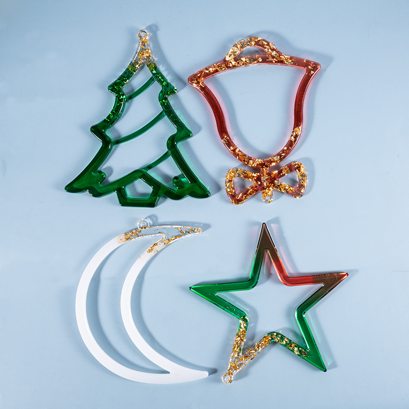 DIY Crystal Drop Mold Christmas Series Hanging Bell Moon Christmas Theme Silicone Mold