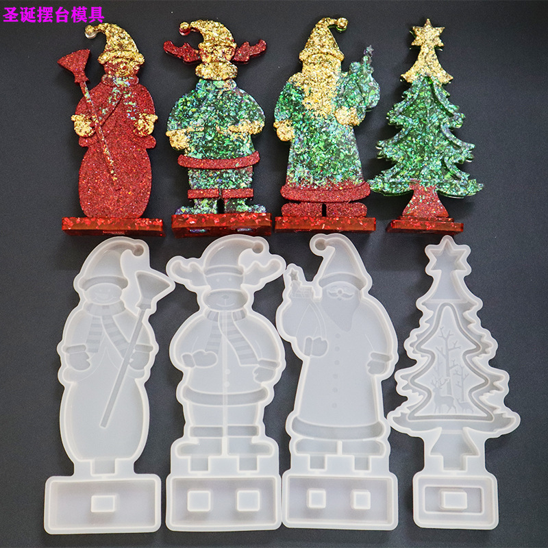 DIY Crystal Drop Mold Christmas Tree Snowman Table Decoration Mirror Stereo Silicone Mold