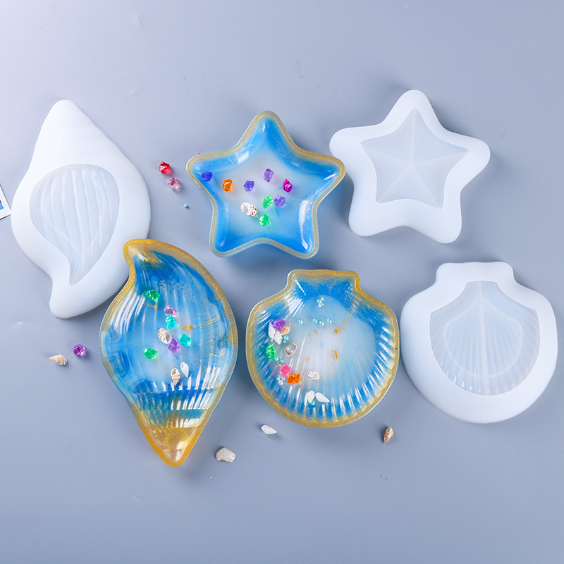 DIY Drop Mold 3 Dishes Starfish Conch Shell Mold Silicone Handmade