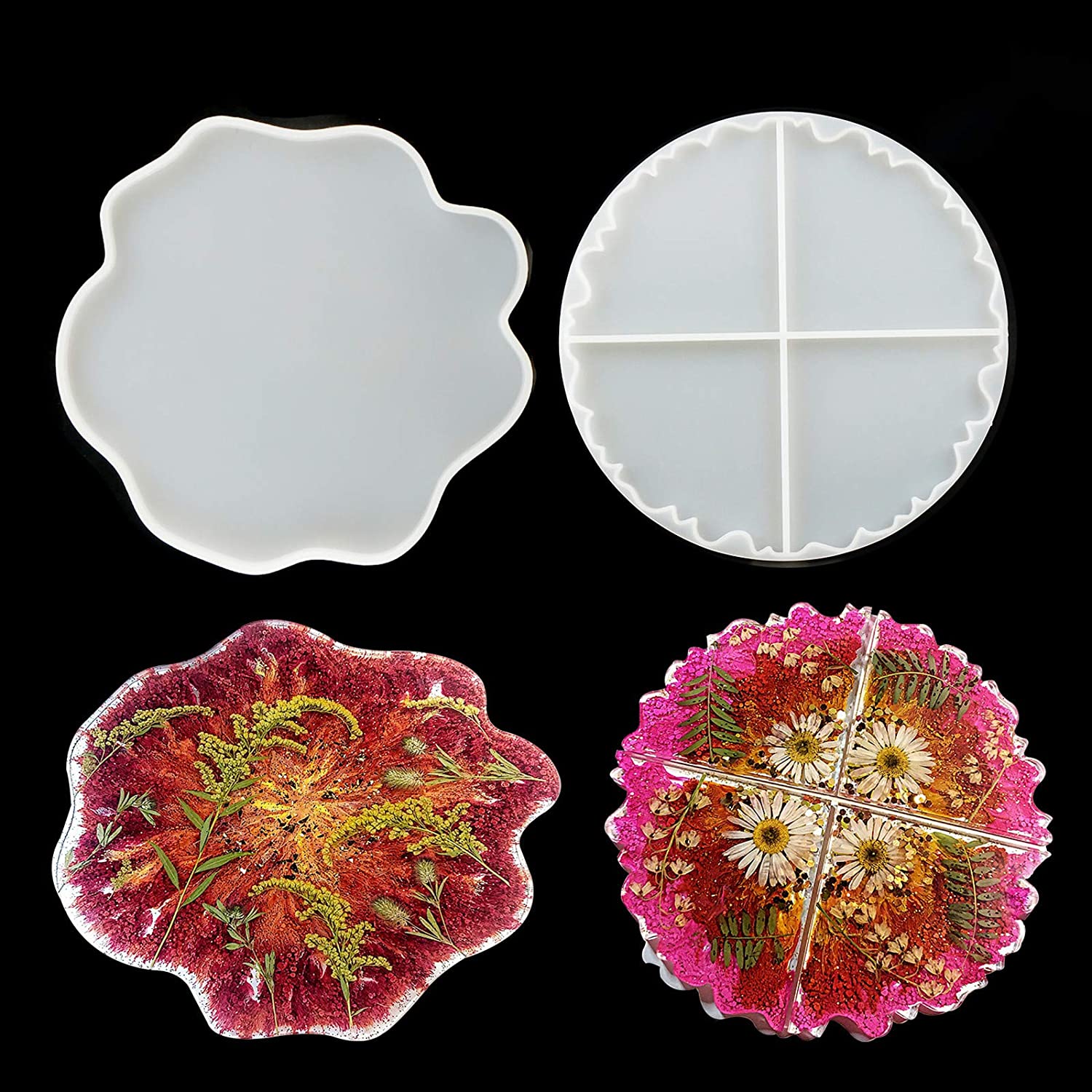 Silicone Resin Coaster Moulds, Glossy Geode Silicone Moulds and Puzzle Agate Coaster Moulds, Epoxy Resin Molds for Making