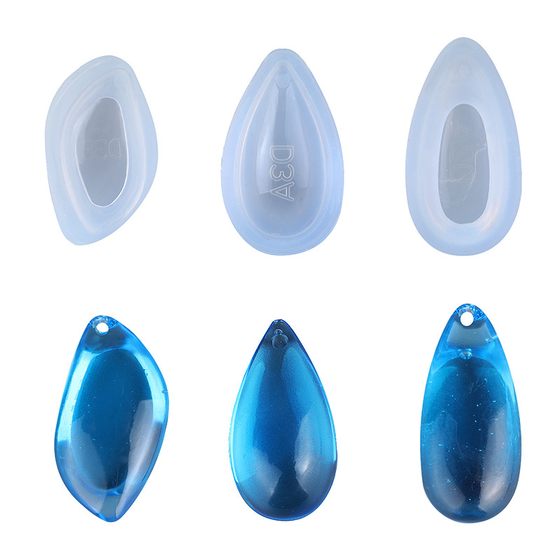DIY Crystal Drop Mold Pendant with Hole Pendant Necklace Water Drop Silicone Mold Jewelry Handmade Materials