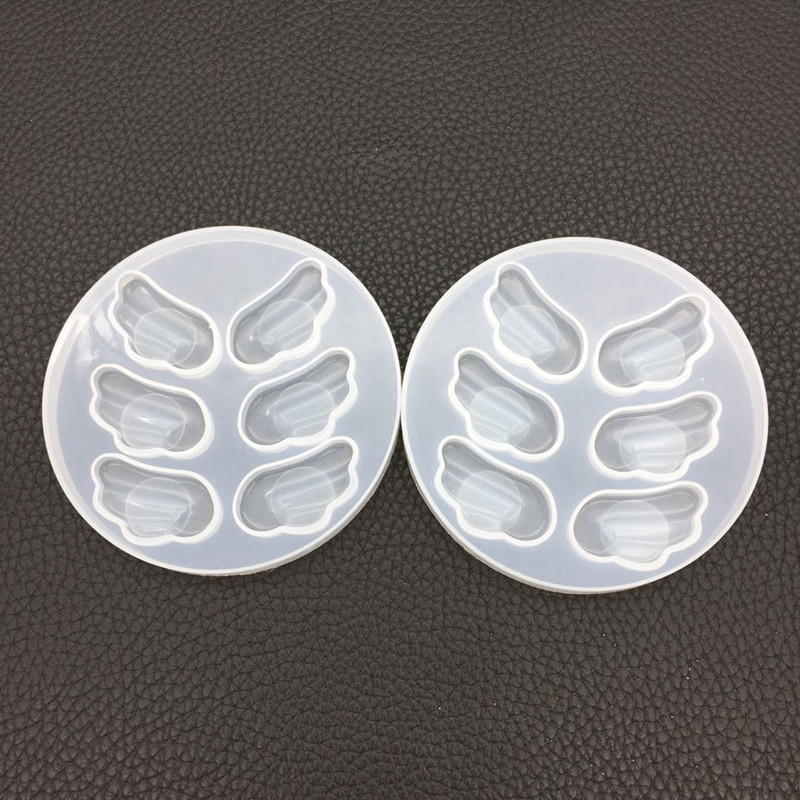 Crystal Drop Glue Semi-solid Wing Silicone Mold DIY Handmade Jewelry 6 Squares Angel Wing Hanging Mold Mirror
