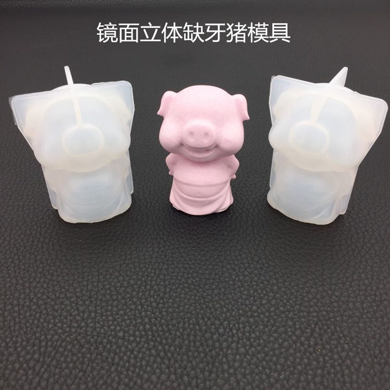 DIY Crystal Drop Glue Stereo 3D Mirror Missing Teeth Pig Mold Aromatherapy Gypsum Fragrance Expanding Hand Ornament Table Mounted Silica Gel