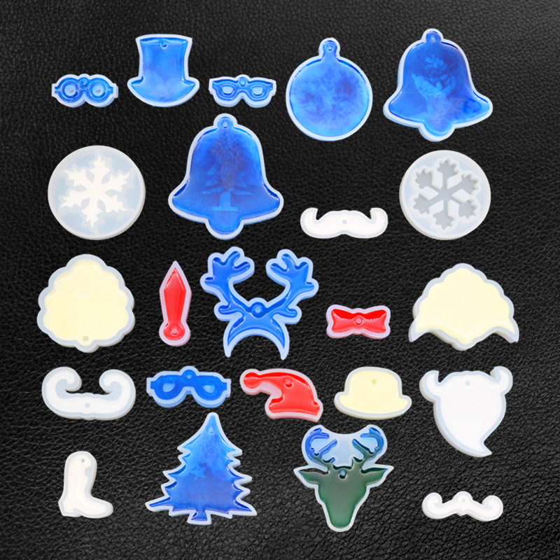 DIY Crystal Drop Glue Silicone Mold Christmas Tree Snowflake Resin Mold Pendant Key Chain Mold
