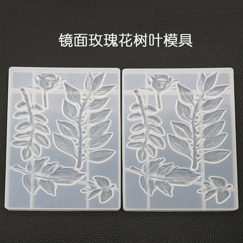 Crystal Drop Mold Rose Leaf Mirror Hand Made Silicone Mold Decoration