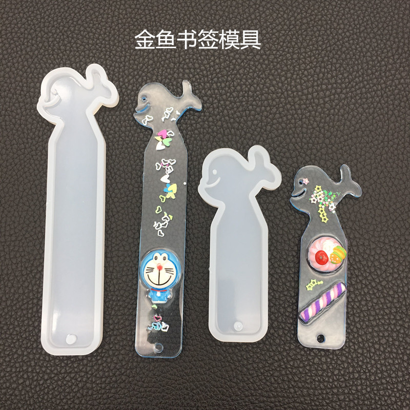 DIY Crystal Drop Glue Mirror Blank Goldfish Bookmark Mold Transparent Silica Gel Mold Hand Jewelry Mold