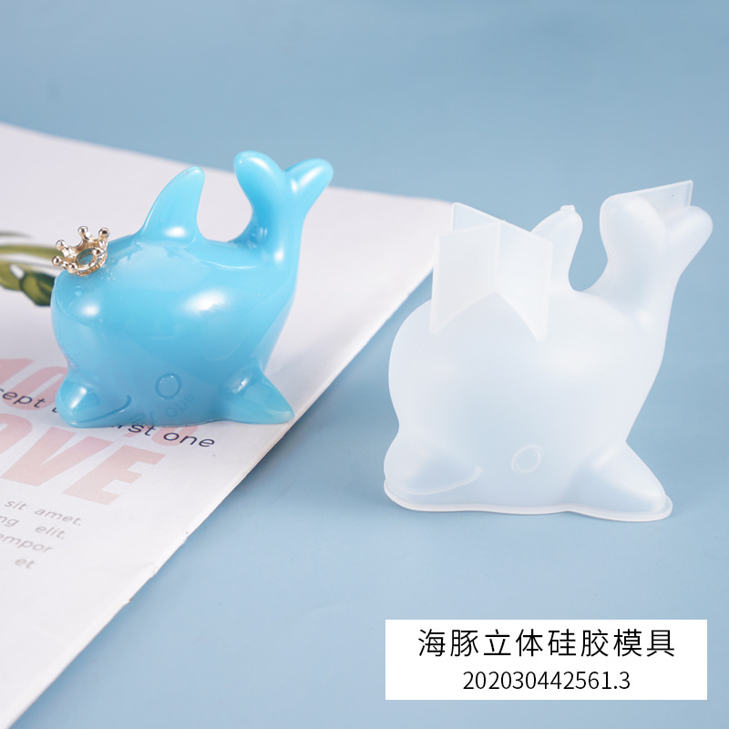 DIY Crystal Glue Mould 3D 3D Dolphin Cartoon Lovely Ornament Decoration Silicone Mold Wholesale