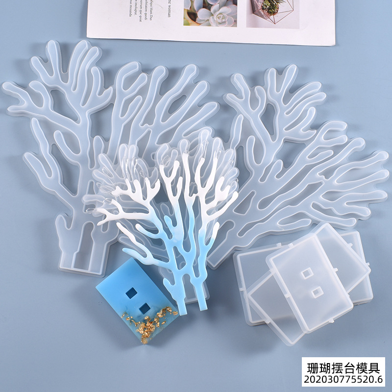 DIY Crystal Glue Dropping Mold Three Kinds of Big and Small Coral Swing Table Coral Base Swing Table Silicone Mold