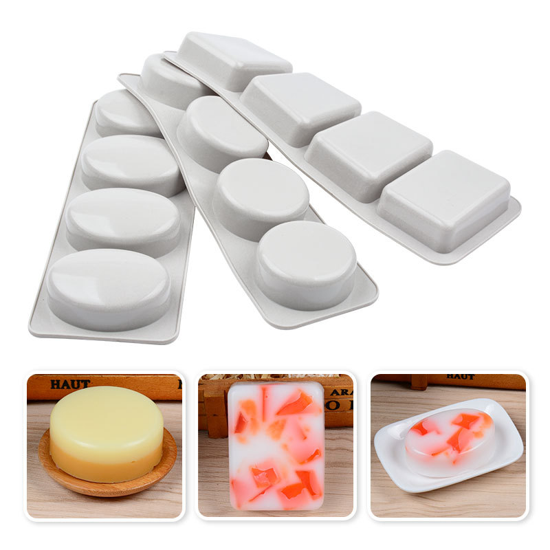4 Round And Square Oval Soap Molds, Durable And Easy To Fall Off Handmade Soap Silicone Mold