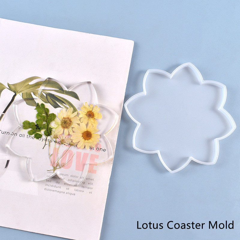 DIY Crystal Epoxy Molds Homemade Beautiful Lotus Coaster Silicone Mold