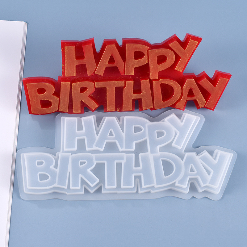 DIY Crystal Epoxy Mold English Letters Happy Birthday Listing Silicone Mold