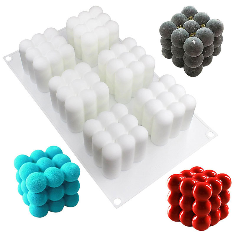 6 Rubik's Cube Silicone Cake Mold 3D Rubik's Cube Silicone Mousse Mold