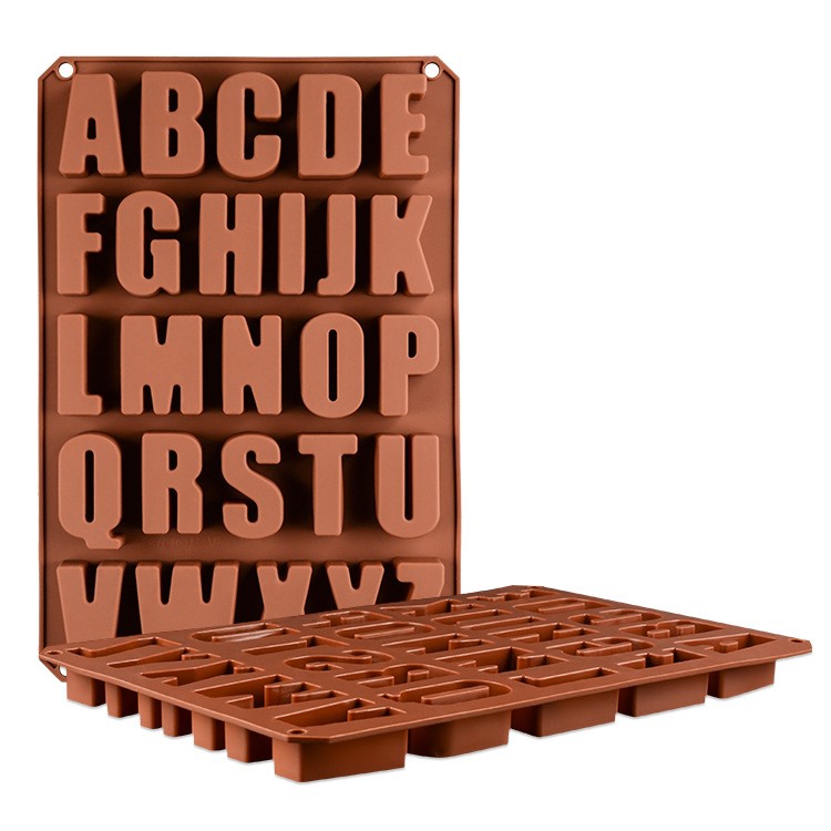 Hot-selling Silicone Cake Mold 26-hole English Alphabet Chocolate Mold Food Grade Non-stick Baking Utensils