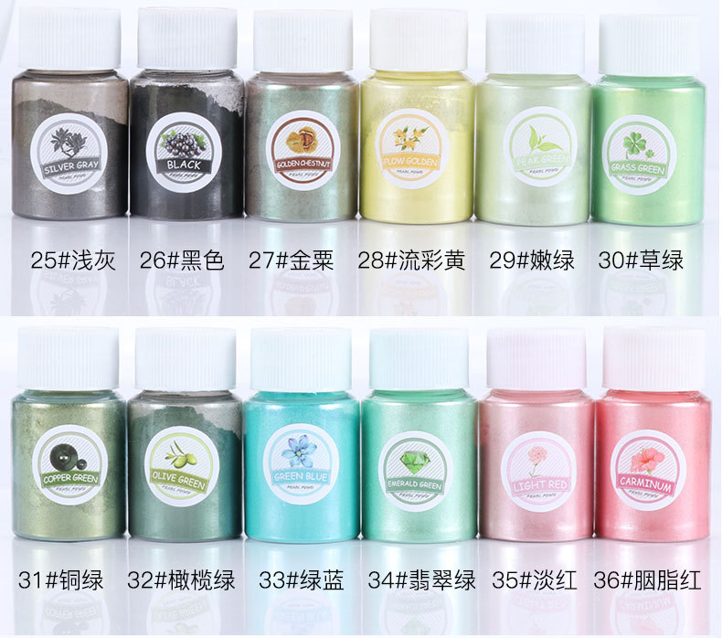 OEM Mica Powder 58 Colors Resin Ink DIY  Pearl Pigment  Batch Packaging For Epoxy Floor