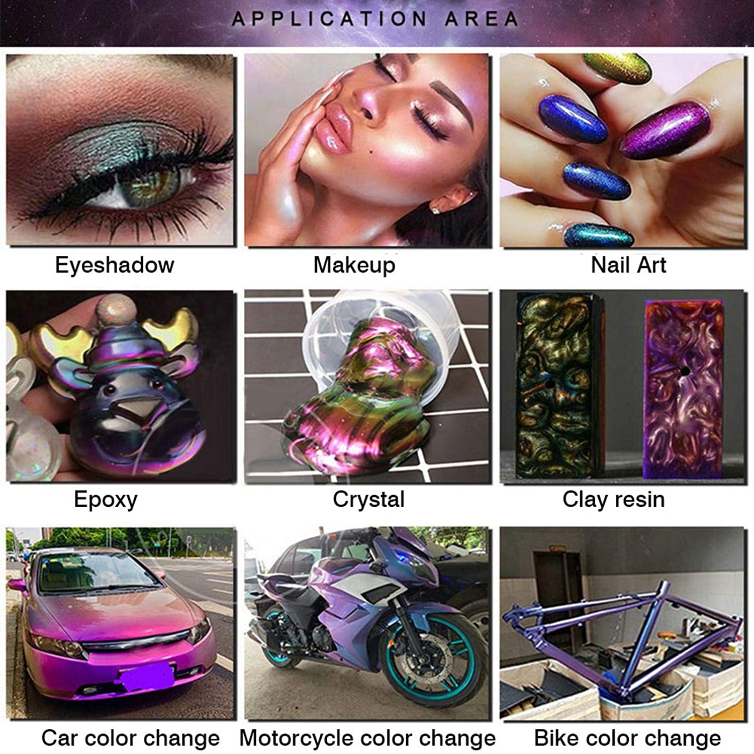 Nail Art Makeup Chameleon Pigment Angle Change Pearlescent Powder Epoxy Slime Car DIY Spray Paint Color Change