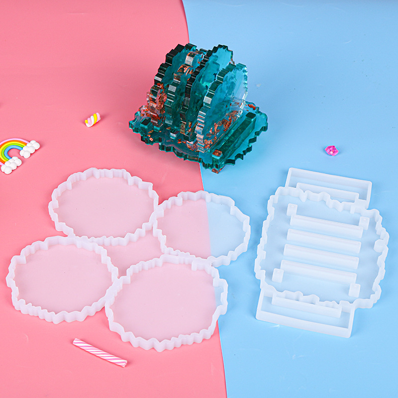 DIY Epoxy Mold 4 with Irregular Coaster Coaster Bracket Silicone Mold on Amazon Hot Sale