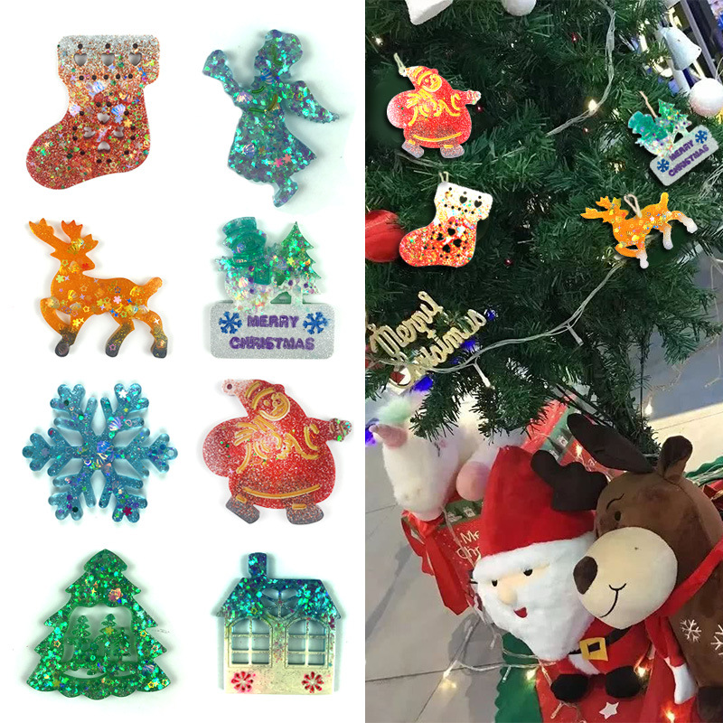 Christmas Decoration Silicone Mold Diy Christmas Tree Elder Elk Snowflake Christmas Set Pendant Epoxy Mold