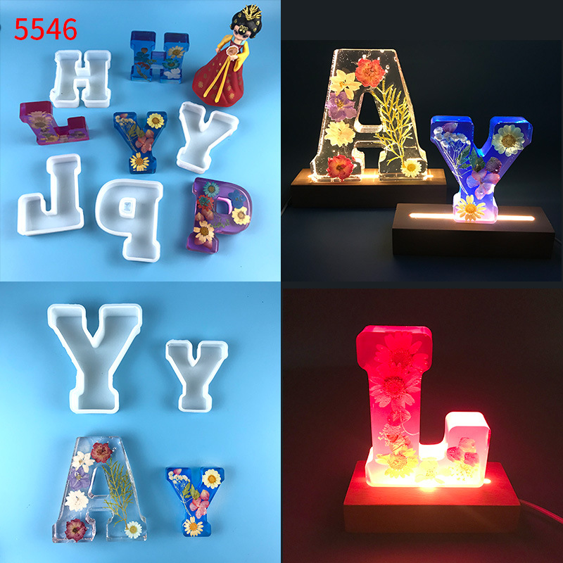 Small and Large 26 English Letters Silicone Mold Creative Set-up Holiday Tabletop Decoration Crystal Epoxy Mold