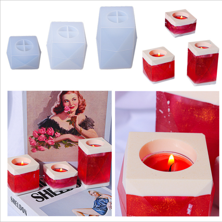 Epoxy mold 3 faceted candle holder silicone mold decoration Amazon diy hot sale