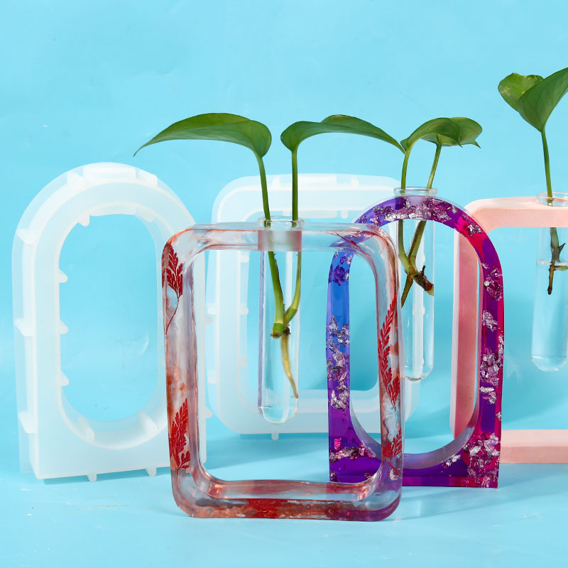 DIY Epoxy Mold 3 Vases Flower Pot Hydroponic Flower Silicone Mold Test Tube Vase Mirror