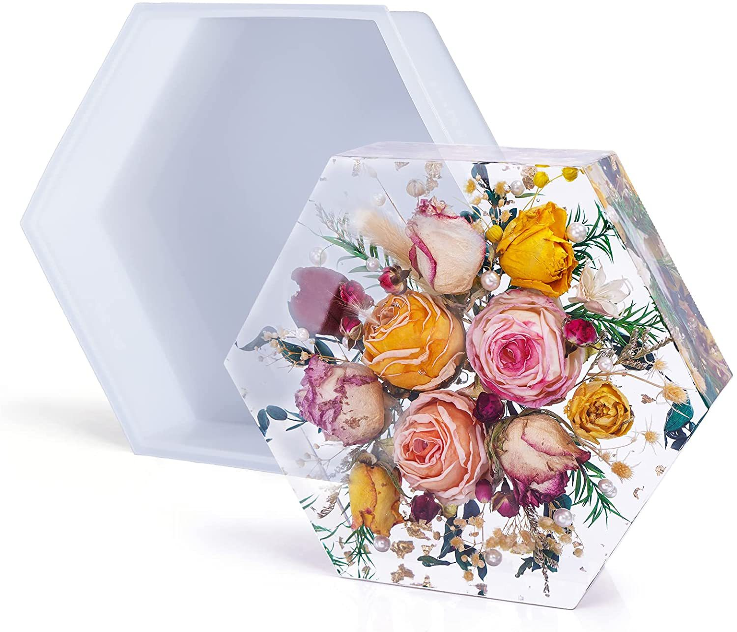 Crystal epoxy resin geometric three-dimensional hexagonal love rectangle square bookshelf baffle specimen silicone mold