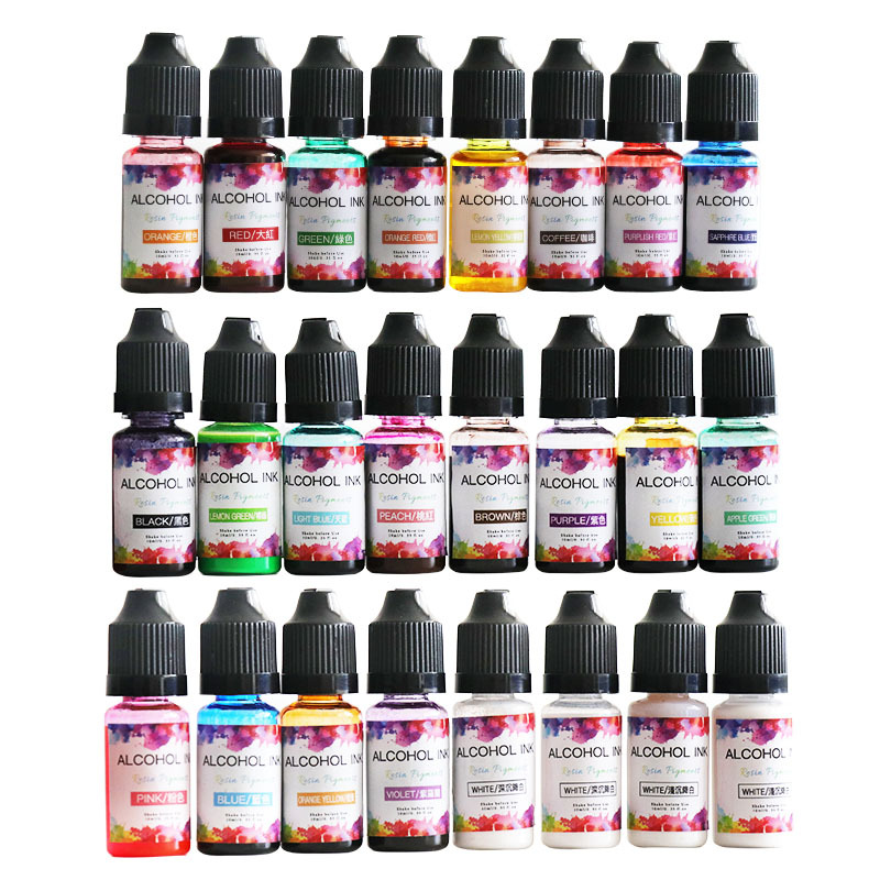 26 Color Crystal Gutta Percha Gold Silver Essence 3D Halo Dye Fluid Pigment Alcohol Ink for Epoxy Resin