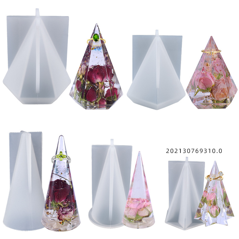 diy crystal drop glue mold cylindrical cone ring holder candle table jewelry silicone mold