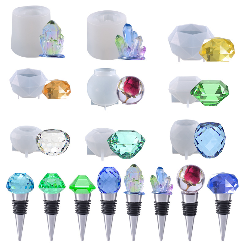 Epoxy Resin Silicone Crystal Diamond Ball Wine Stopper Mold