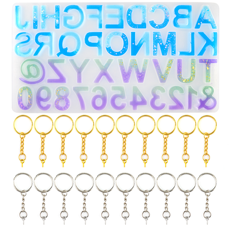 Reverse Alphabet Letter Epoxy Resin Mold Silicone DIY Keychain Pendant Resin Mould Jewelry Making Craft Accessories