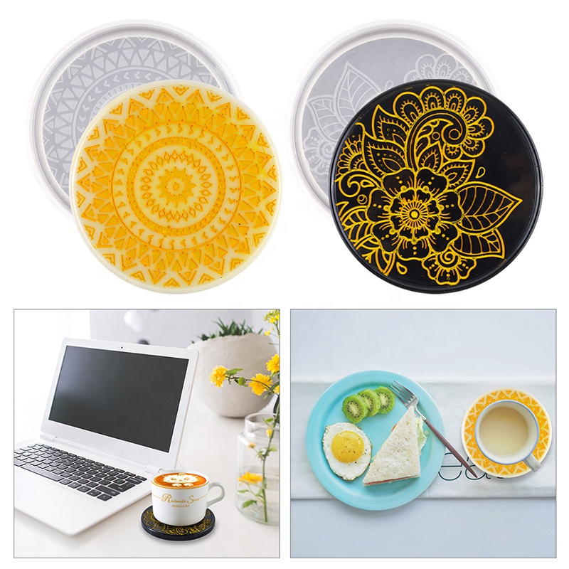 Irregular Round Square Constellation Mandala Rose Tea Cup Pad Holder Dish Plate Tray Coaster Silicone Epoxy Resin Mold Casting