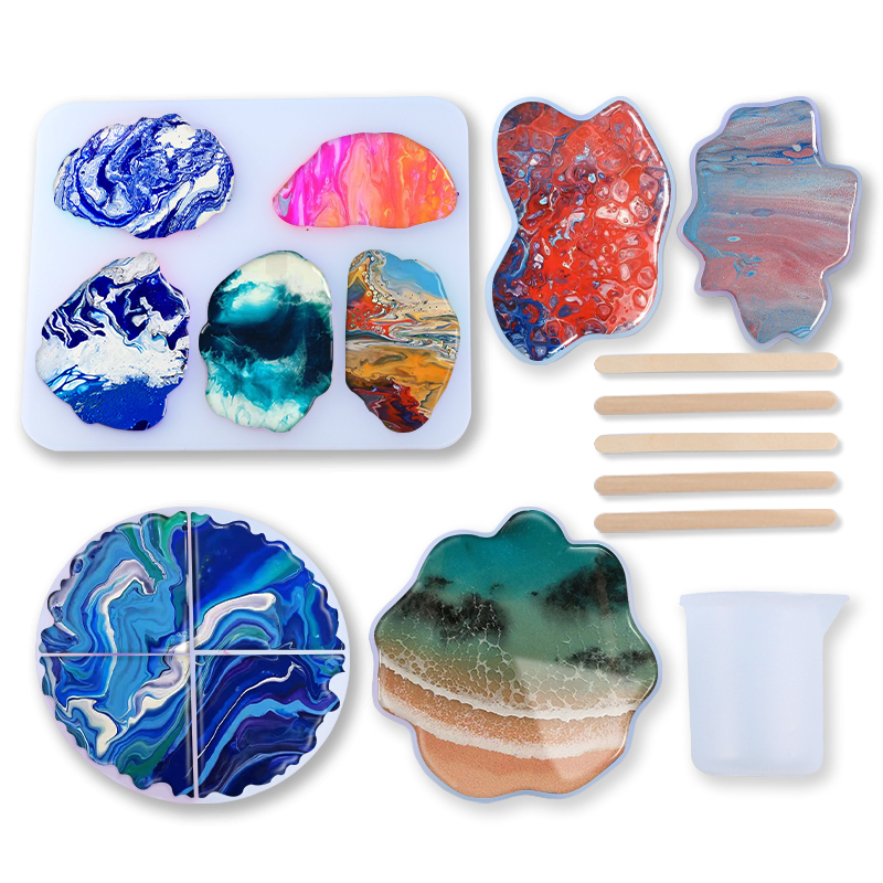 Round Mold Irregular Coaster Silicone Resin Molds for Making Coasters Agate Resin Molds Home Decoration