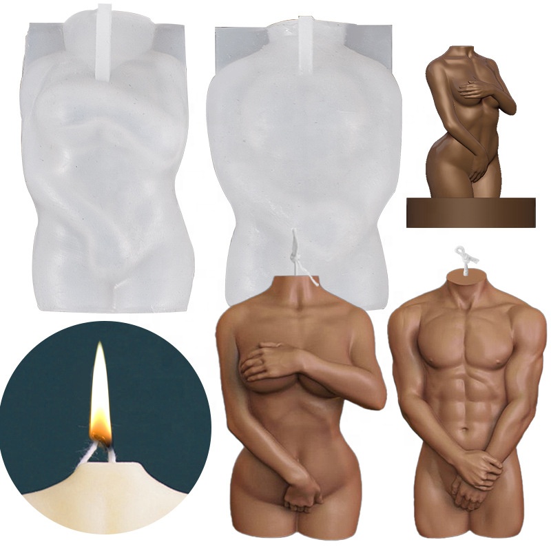 DIY 3D Luxury Female Body Molde Silicona Unique Sexy Human Torso Container Wax Candle Molds