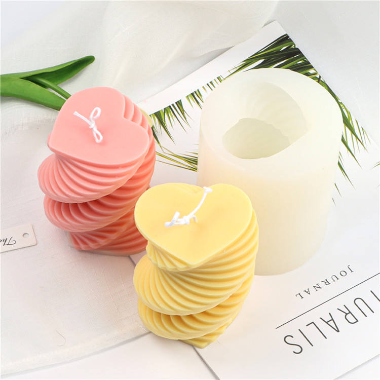 3d geometric spiral heart shape candles molds silicone candle mold for candle making