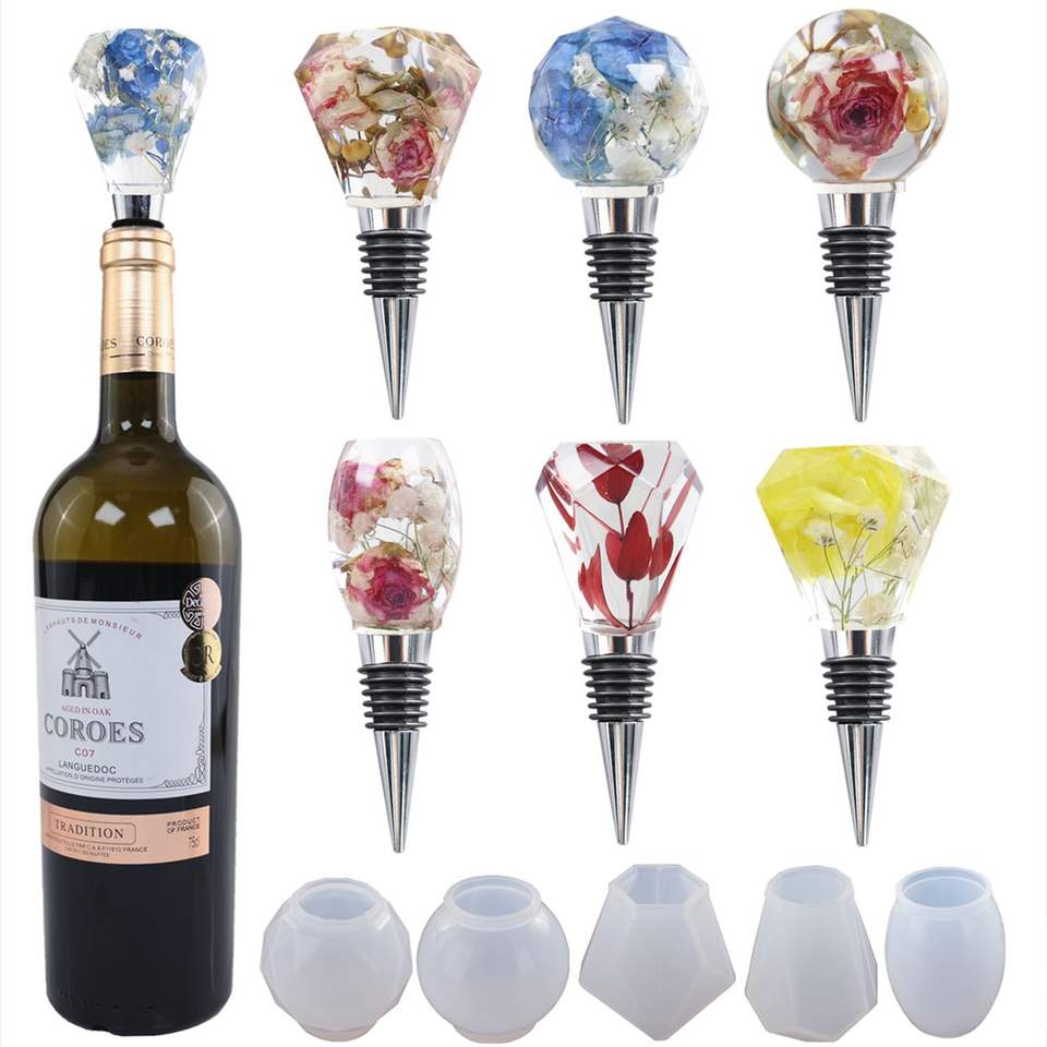 Red Wine Bottle Stopper Crystal Epoxy Resin Mold Epoxy Resin Silicone Crystal Diamond Ball Wine Stopper Mold d for Resin Art