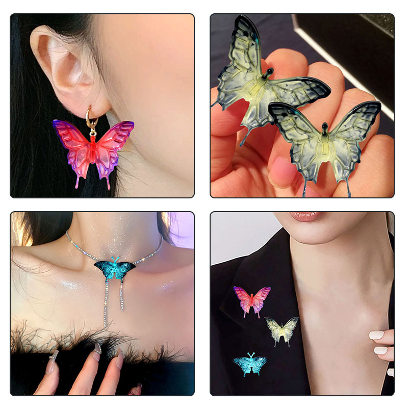 6 Butterfly Epoxy Mould Earrings Necklace Pendant Silicone Mould Brooch Accessories