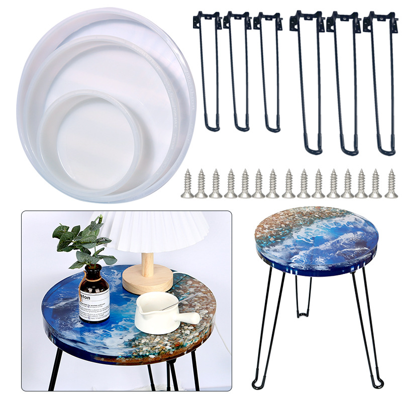 DIY Oversized Round Table Drop Glue Mould Ocean Table Stool Silicone Mould