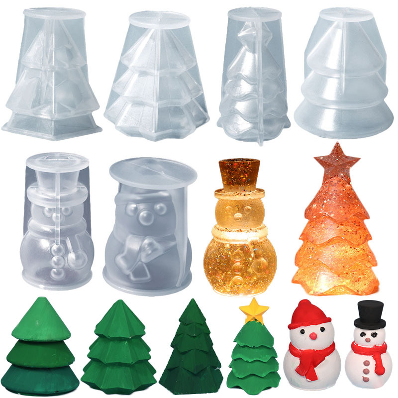Christmas Tree Snowman Epoxy Mould Silicone Mould Cross-border Special for Christmas Lamp Holder Candle Mould