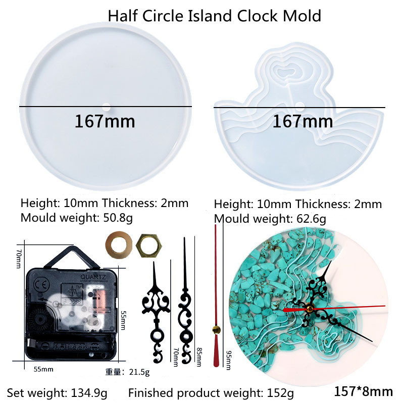 Diy Island Clock Drop Glue Mould Crystal Glue Drop Glue Ornament Silicone Mould