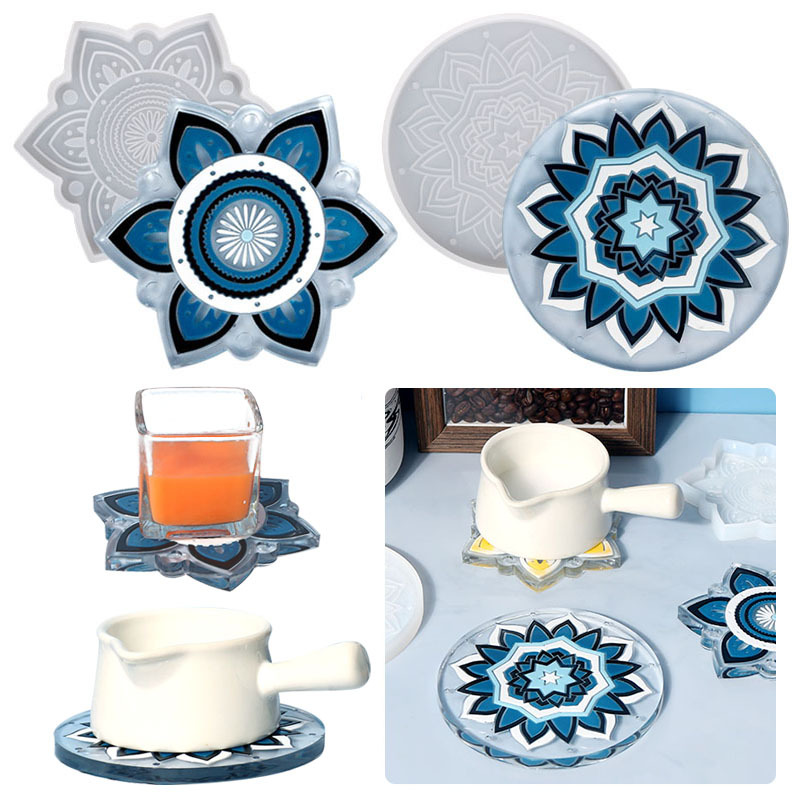 Diy Glue Mold Mandala Pattern Coaster Bowl Mat anti-scalding Pad