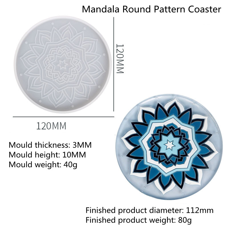 Diy Glue Mold Mandala Pattern Coaster Bowl Mat anti-scalding Pad