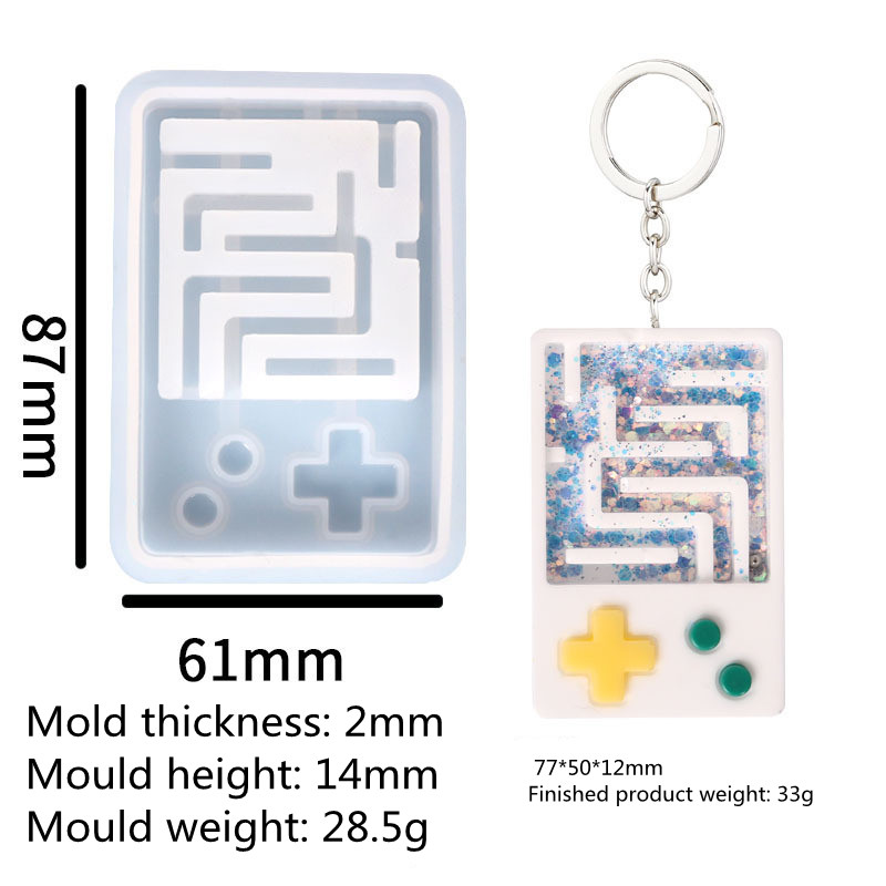Diy Crystal Drop Glue Mold Labyrinth Quicksand Keychain Silicone Mold Bag Pendant Jewelry