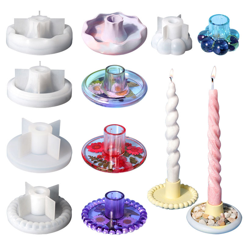 DIY European Candle Holder Drip Rubber Mold Spiral Long Candle Base Silicone Mold