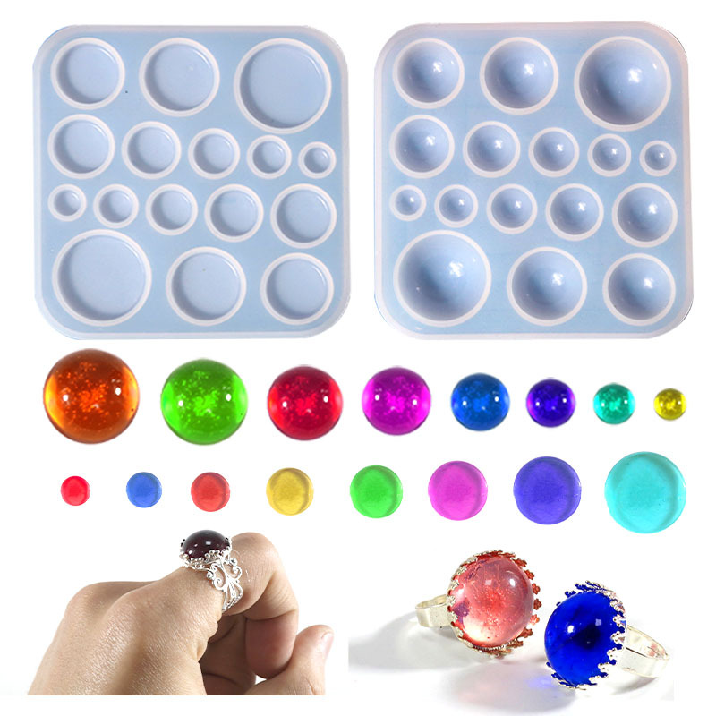 DIY Drip Rubber Mold Gemstone Patch Ring Pendant Silicone Mold Mirror Resin Mold