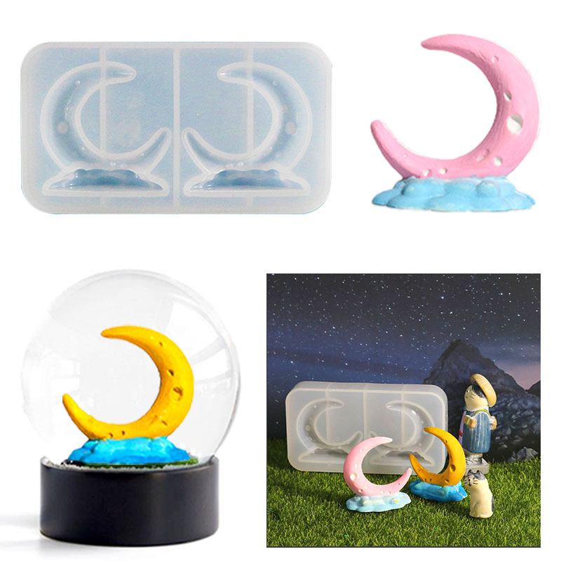 DIY Drip Rubber Mold Moon Clouds Decorative Ornaments Silicone Mold Mirror Resin