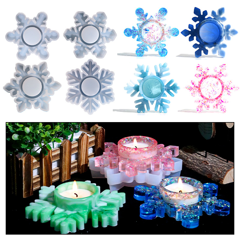 DIY Drip Rubber Mold a Variety Of Snowflake Scented Candle Candle Holders Silicone Mold