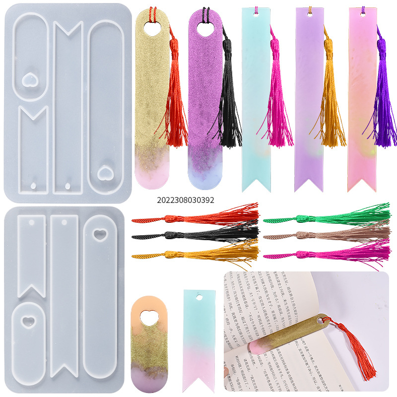 DIY Crystal Drip Resin Mirror Oval Triangle Tail Bookmark Tag Pendant Silicone Mold
