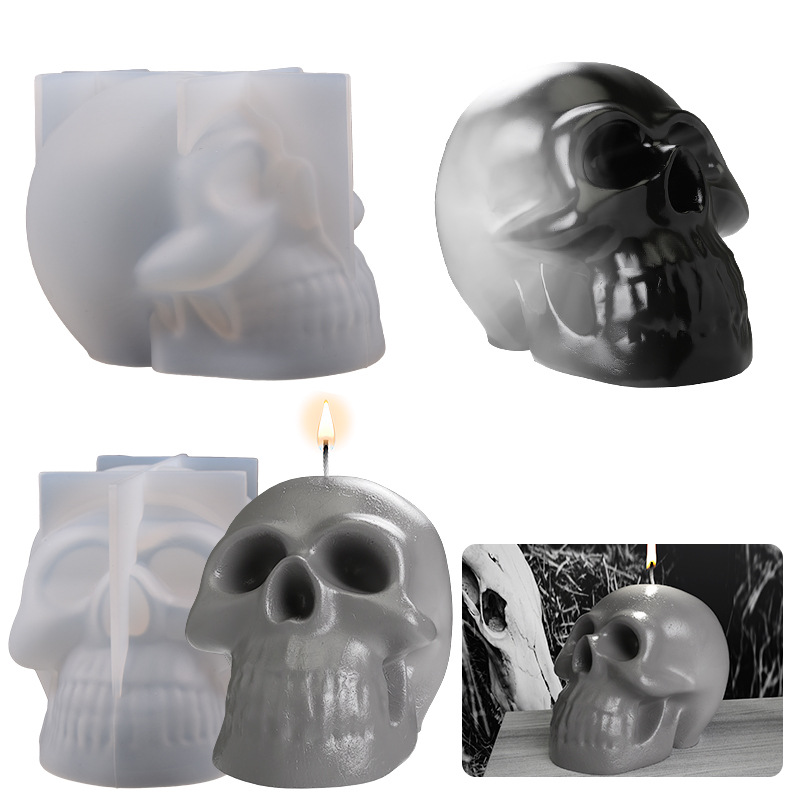 DIY Crystal Drip Candle Plaster Mold Buck Teeth Skull Pendulum Ornament Silicone Mold